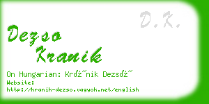 dezso kranik business card